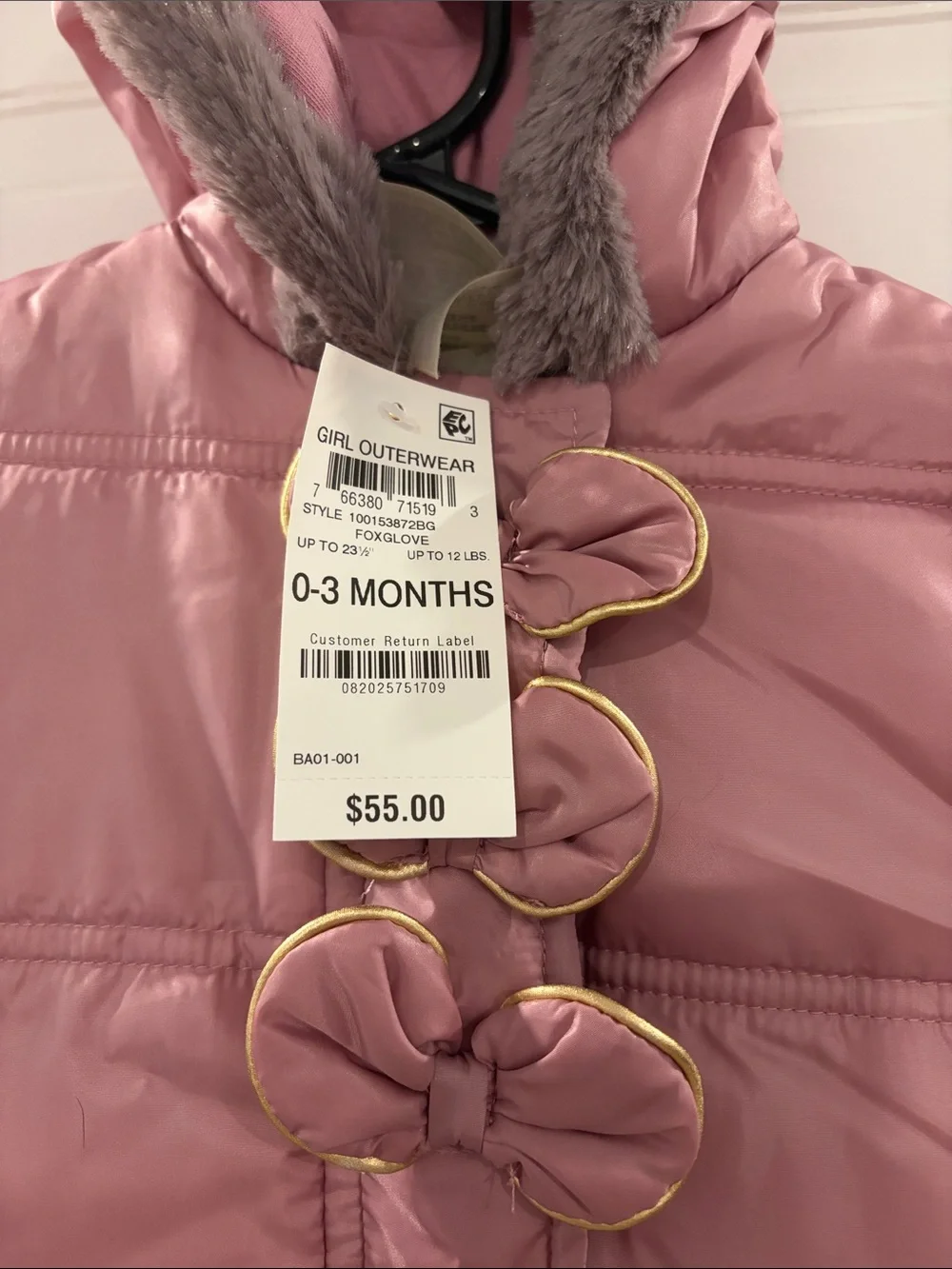 First Impressions Pink Puffer Hooded One-Piece